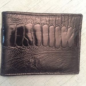 genuine real ostrich leather bifold wallet
